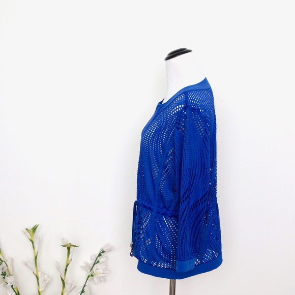 NEW! Zenergy by Chico's Blue Mesh Cardigan Jacket - Picture 3 of 8